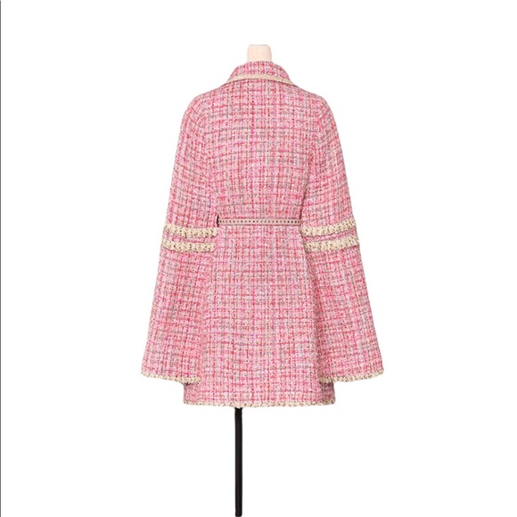 The Kaya Metallic Pink Tweed Belted Jacket Dress - Picture 7 of 12
